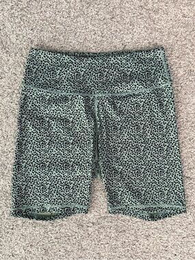 Mint Green Leopard Print High-Rise Bike Shorts